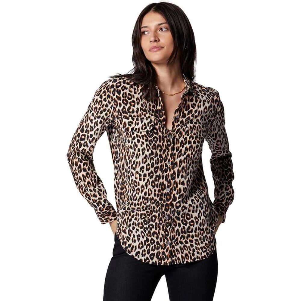 Equipment Femme Slim Signature Silk Blouse Womens Size S Black‎ Animal Print Top